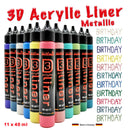 Acryl 3D Liner Metallic 11erSet je 40ml Dot Painting Malfarben hochdeckend