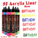 Acryl 3D Liner NEON 6erSet je 40ml Blob/Dot Painting Malfarben hochdeckend