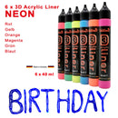 Acryl 3D Liner NEON 6erSet je 40ml Blob/Dot Painting Malfarben hochdeckend