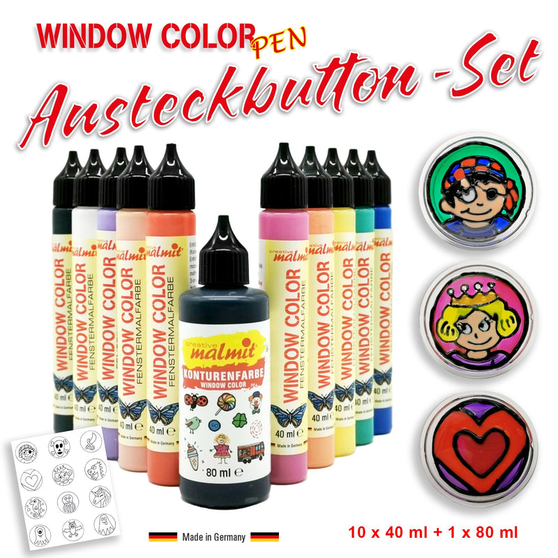 Window Color Pen Ansteckbutton-Set 11 Fenstermalfarben 40ml Fensterfarben Malfarben