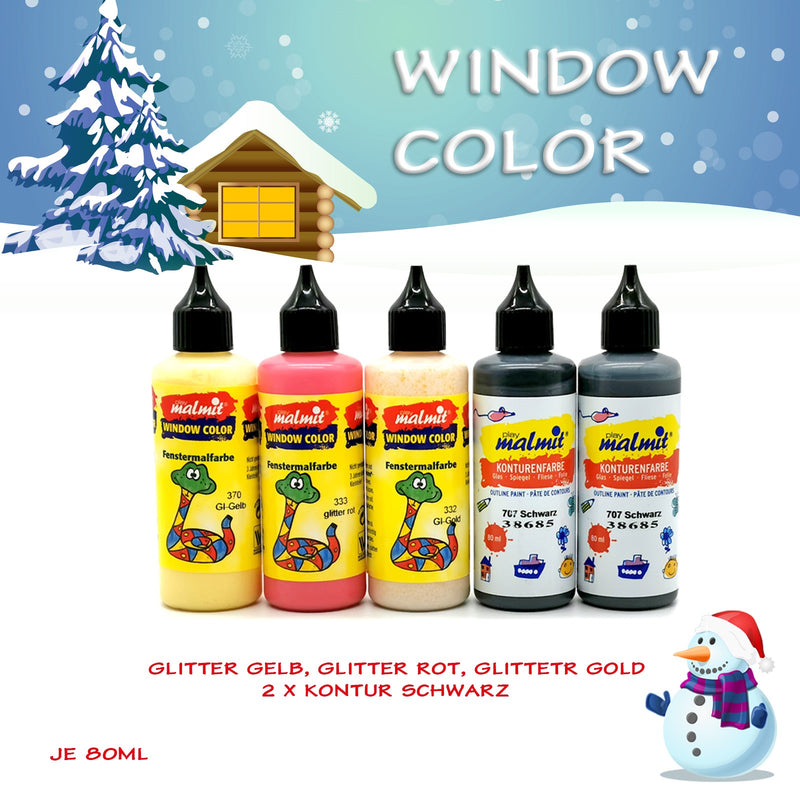 Window Color Winter-Set 15 Farben Fenstermalfarbe Fensterbild Malfarbe Glasfarbe