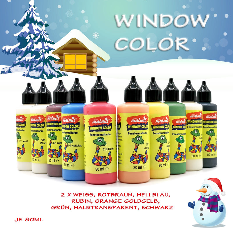 Window Color Winter-Set 15 Farben Fenstermalfarbe Fensterbild Malfarbe Glasfarbe