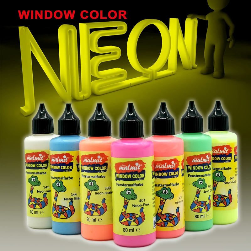 7x Neon Set Window Color Fenstermalfarben Fensterfarben Malfarben Fensterbild
