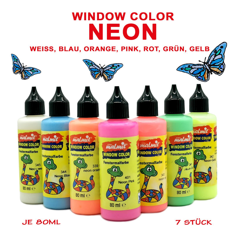 7x Neon Set Window Color Fenstermalfarben Fensterfarben Malfarben Fensterbild