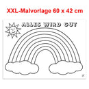 Malfarbe 7er Regenbogen Set je 250ml Temperafarbe Schulfarbe Farben mit Vorlagen