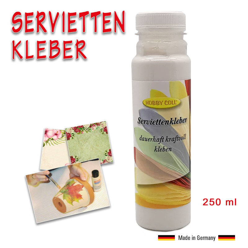 HOBBY COLL® Serviettenkleber Kleber & Lack Serviettenlack 250ml - 500ml Glänzend