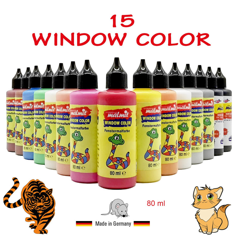 Window Color Hund-Katze-Maus Set 15 Fenstermalfarben Fensterfarben Malfarben