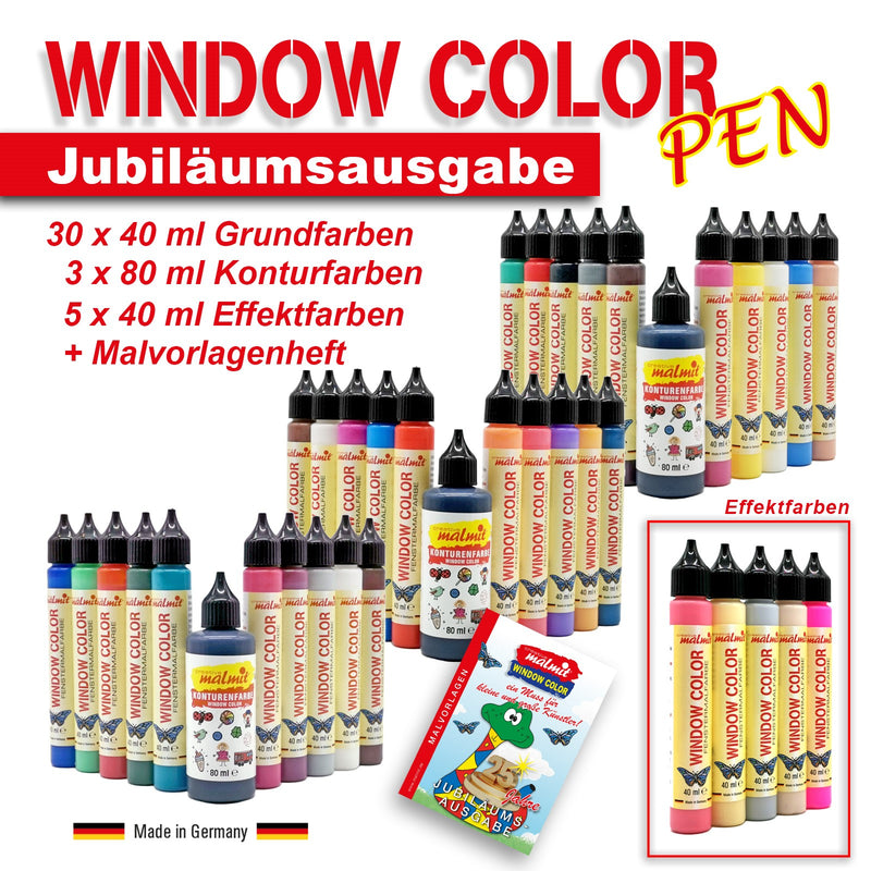 Window Color Pen Jubiläums-Set 38 Fenstermalfarben 40ml Fensterfarben Malfarben