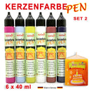 Creativ malmit® Kerzenfarbe 6er Set Kerzenstifte Wachsfarben Flüssigwachs Nr.2