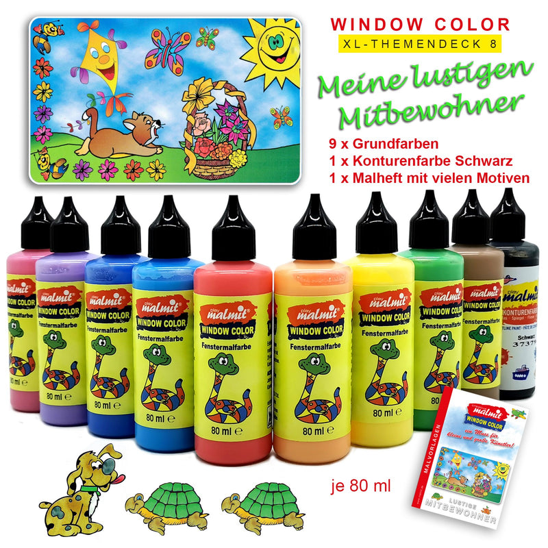Window Color Mitbewohner XL-Set 10 Fenstermalfarben Fensterfarben Malfarben