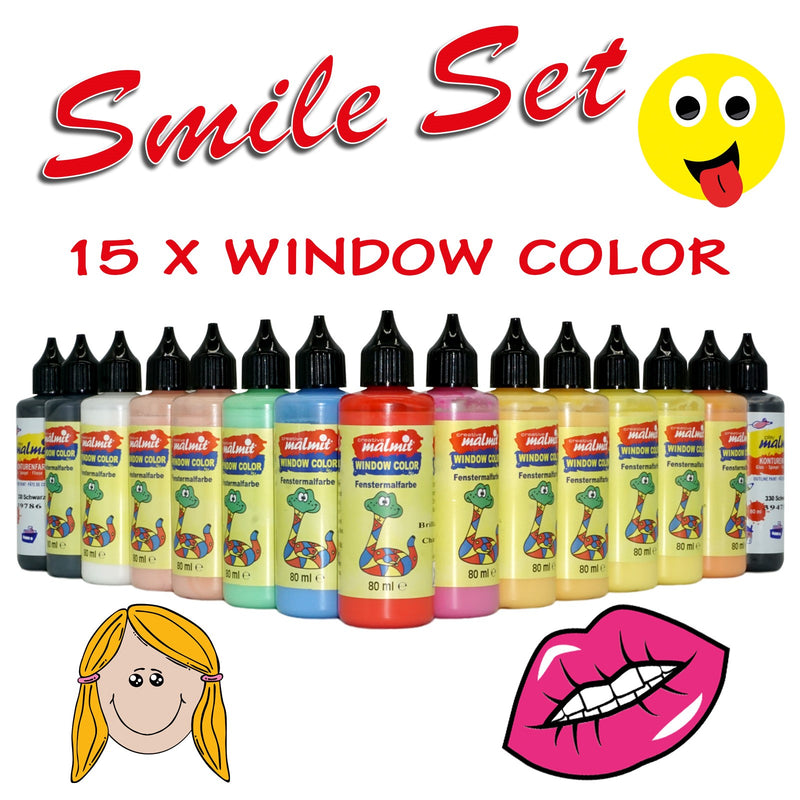 Window Color SMILEY Set 15 Fenstermalfarben Fensterfarben Malfarben Fensterbild