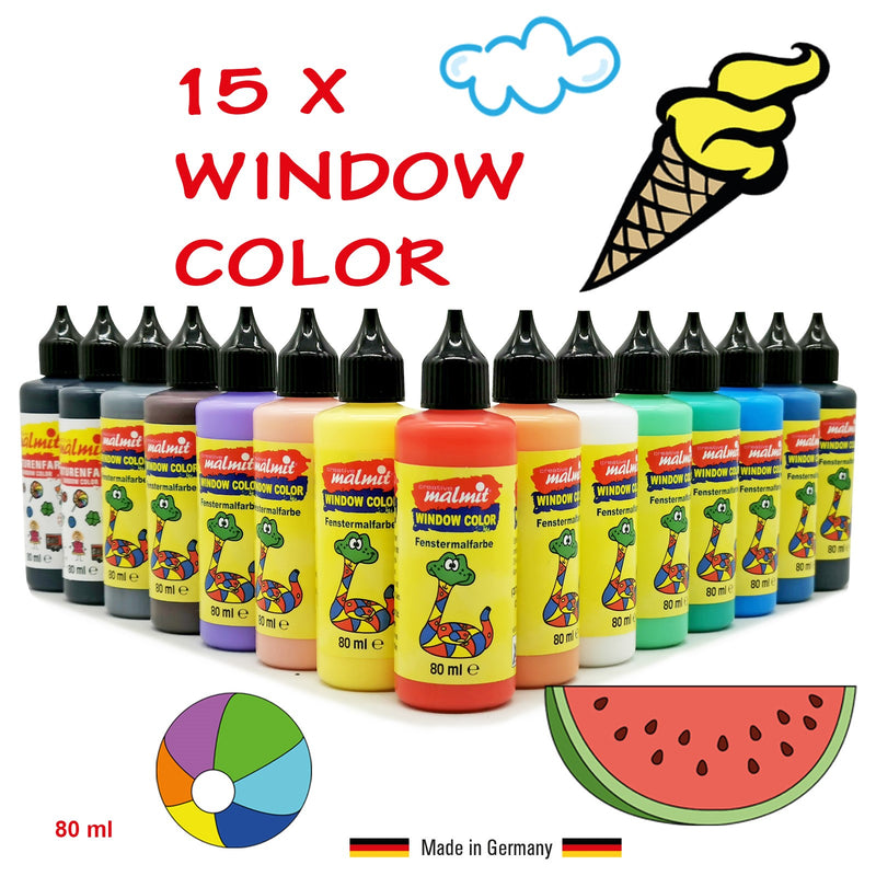 Sommerferien 15er Set Window Color Fensterfarben Malfarben Fenstermalfarben