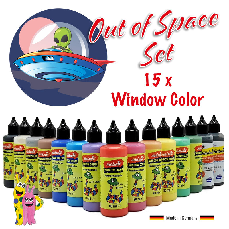 Window Color "OUT OF SPACE" 15 Fenstermalfarben Alien Fensterfarben Fensterbild
