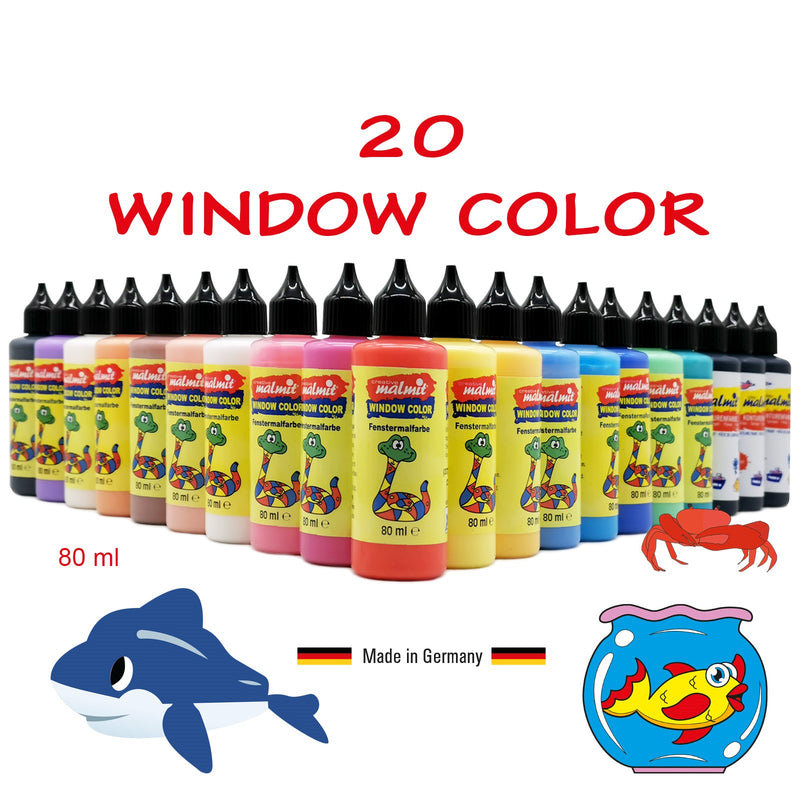 Window Color Wassertiere Set / 20 Farben Fenstermalfarbe Fensterbild Malfarbe