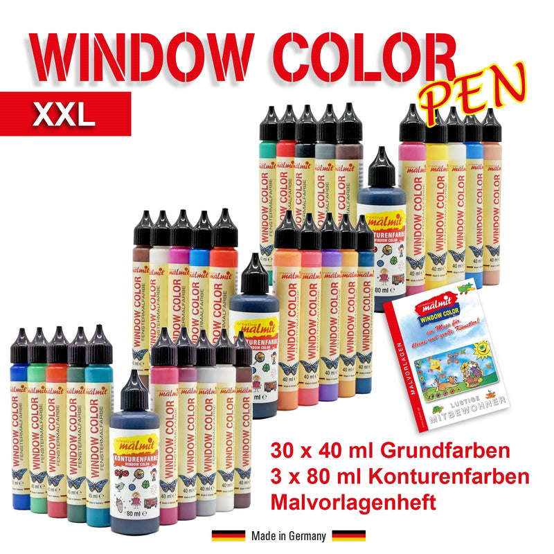 Window Color Pen XXL-Set 33 Fenstermalfarben 40ml Fensterfarben Malfarben